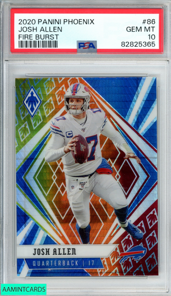 2020 PANINI PHOENIX JOSH ALLEN #86 FIRE BURST BUFFALO BILLS PSA 10 GEM MT 82825365