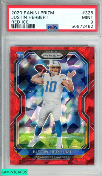 2020 PANINI PRIZM JUSTIN HERBERT #325 RED ICE ROOKIE RC CHARGERS PSA 9 MINT 56972462