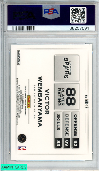 2023 PANINI PRIZM MONOPOLY MONEY BLAST VICTOR WEMBANYAMA #MB18 ROOKIE RC PSA 10 88257091