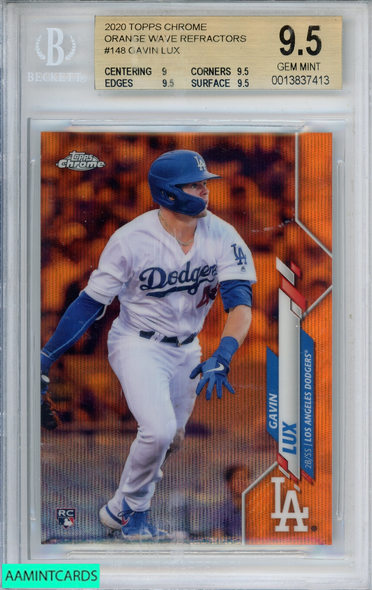 2020 TOPPS CHROME GAVIN LUX #148 ORANGE WAVE REFRACTOR 8 OF 25 ROOKIE RC BGS 9.5 0013837413