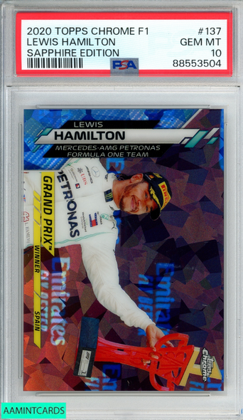 2020 TOPPS CHROME FORMULA 1 SAPPHIRE EDITION LEWIS HAMILTON #137 PSA 10 GEM MT 88553504