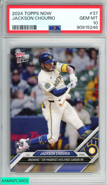 2024 TOPPS NOW JACKSON CHOURIO #37 ROOKIE RC MILWAUKEE BREWERS PSA 10 GEM MT 90915246