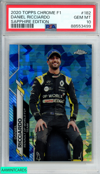 2020 TOPPS CHROME FORMULA 1 SAPPHIRE EDITION DANIEL RICCIARDO #182 PSA 10 GEM MT 88553499