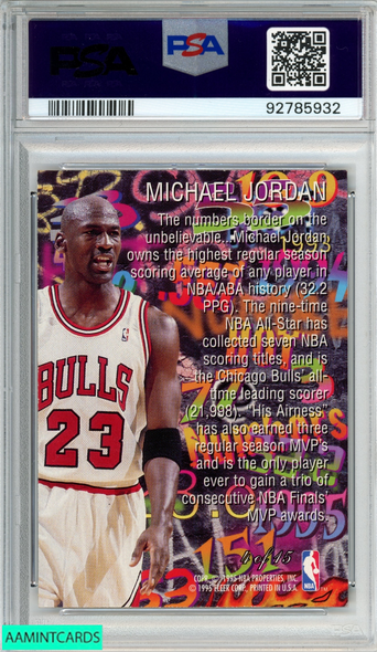 1995 FLAIR HOT NUMBERS MICHAEL JORDAN #4 CHICAGO BULLS HOF PSA 9 MINT 92785932