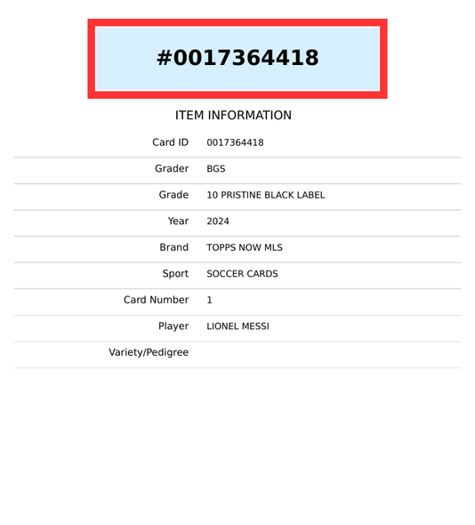 2024 TOPPS NOW MLS LIONEL MESSI #1 INTER MIAMI ONE OF 11899 BGS 10 BLACK LABEL 0017364418