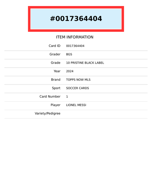 2024 TOPPS NOW MLS LIONEL MESSI #1 INTER MIAMI ONE OF 11899 BGS 10 BLACK LABEL 0017364404