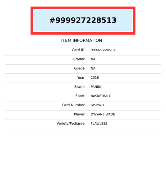 2016-17 PANINI FLAWLESS DWYANE WADE #SP-DWD 999927228513