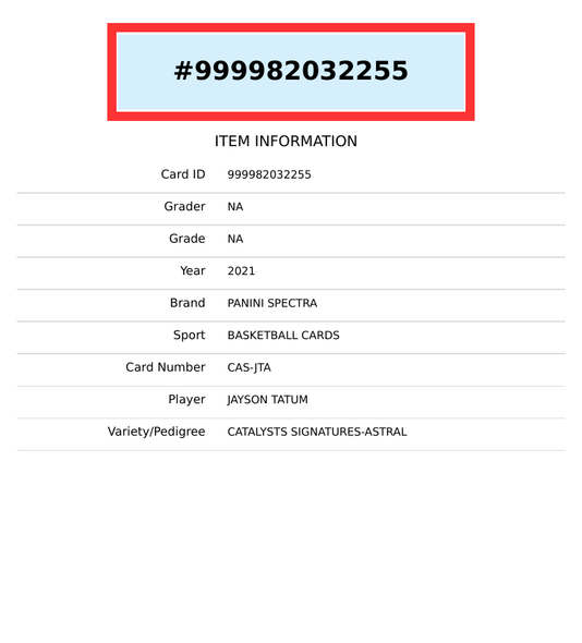 2021 PANINI SPECTRA CATALYSTS SIGNATURES JAYSON TATUM ASTRAL AUTO 5 OF 25 999982032255