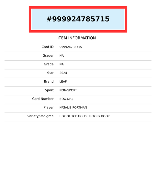 2024 LEAF BOX OFFICE GOLD NATALIE PORTMAN AUTO HISTORY BOOK 5 OF 5 #BOG-NP1 999924785715