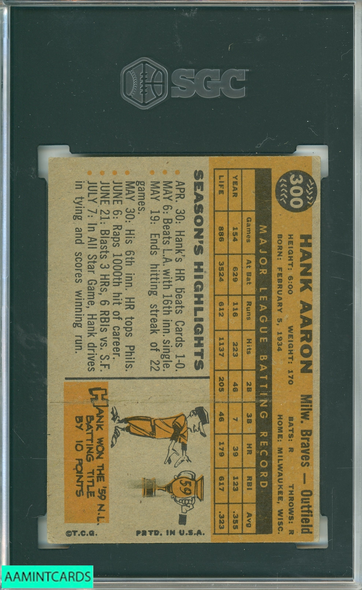 1960 TOPPS HANK AARON #300 SGC 4 6816539
