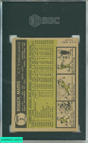 1961 TOPPS ROGER MARIS #2 SGC 2.5 9458607