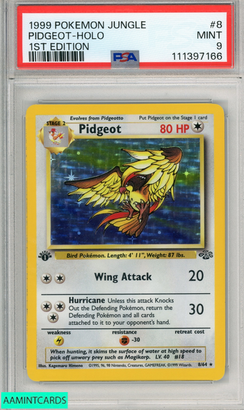 1999 POKEMON JUNGLE PIDGEOT-HOLO #8 1ST EDITION PSA 9 MINT 111397166