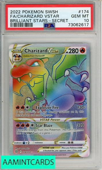 2022 POKEMON SWD SHLD BRI STRS FA CHARIZARD VSTAR #174 SECRET PSA 10 73062617