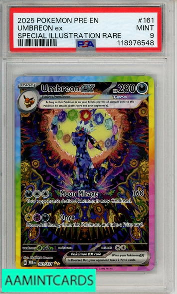2025 POKEMON PRE EN-PRISMATIC EVO UMBREON EX #161 SPL ILL RARE PSA 9 118976548