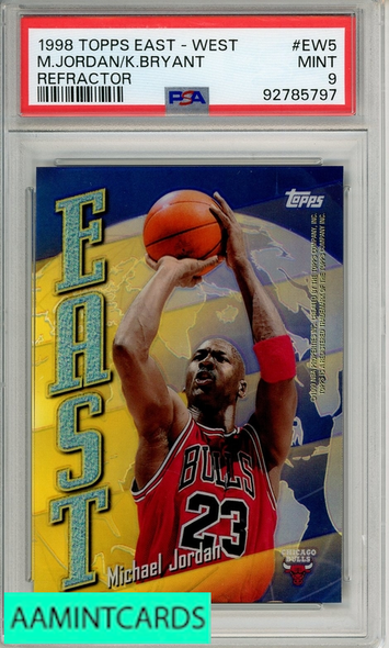 1998 TOPPS EAST - WEST M JORDAN K BRYANT #EW5 REFRACTOR PSA 9 MINT 92785797