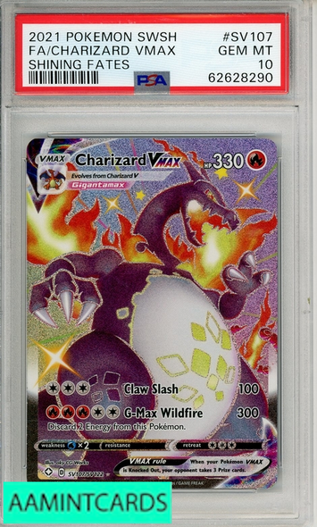 2021 POKEMON SW SHIELD SHINING FATES FA CHARIZARD VMAX #SV107 PSA 10 62628290