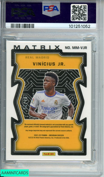 2021 OBSIDIAN  VINICIUS JR#MM-VJR MATRIX MAT AU-E E ORANGE 21 OF 25 PSA 9 101251052