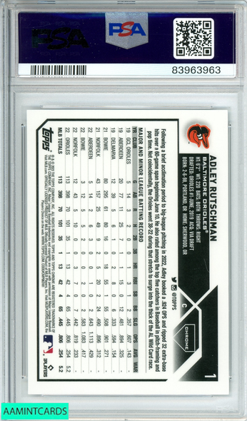 2023 TOPPS CHROME ADLEY RUTSCHMAN #1 SSP RC PSA 9 MINT 83963963