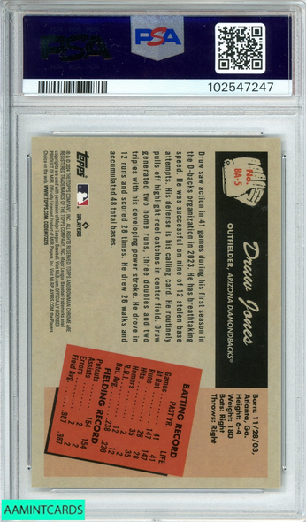 2024 BOWMAN DRUW JONES #BA5 1955 ANIME-GOLD REF 13 OF 50 PSA 10 GEM MT 102547247