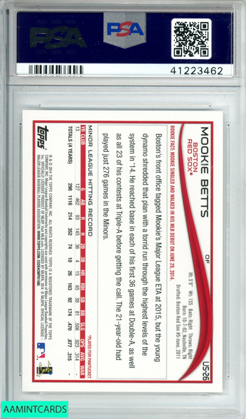 2014 TOPPS UPDATE MOOKIE BETTS #US26 BATTING ROOKIE PSA 10 GEM MT 41223462