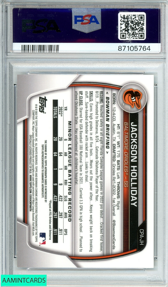 2023 BOWMAN JACKSON HOLLIDAY #CPAJH CHROME PROSPECT AUTO PSA 10 GEM MT 87105764