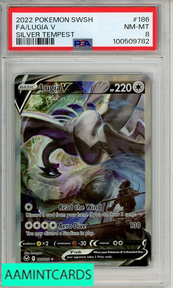 2022 POKEMON SWORD  SHIELD SILVER TEMPEST FA LUGIA V #186 PSA 8 NM-MT 100509782