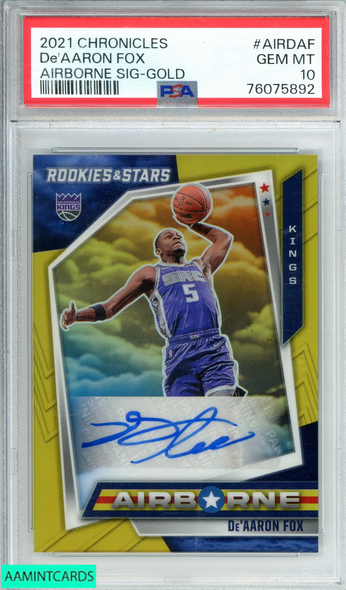2021 PANINI CHRONICLES DE AARON FOX #AIRDAF AIRBORNE SIG-GOLD RC 2 OF 10 PSA 10 76075892