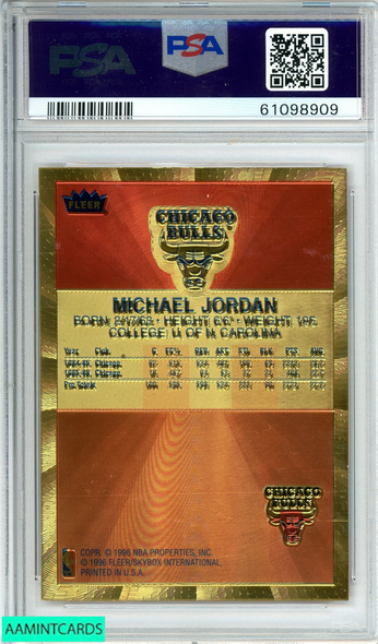 1996 FLEER 23KT GOLD MICHAEL JORDAN # HOLOGRAPHIC FOIL PSA 8 NM-MT 61098909