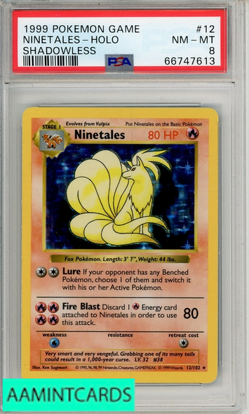 1999 POKEMON GAME NINETALES-HOLO #12 SHADOWLESS PSA 8 NM-MT 66747613