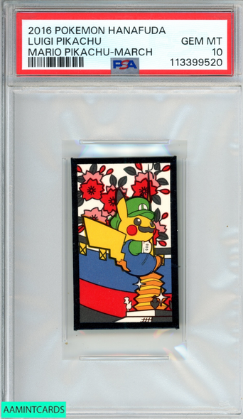 2016 POKEMON HANAFUDA MARIO PIKACHU LUIGI PIKACHU MARCH PSA 10 GEM MT 113399520