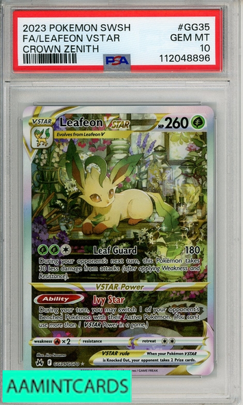 2023 POKEMON SWSH CROWN ZENITH FA LEAFEON VSTAR #GG35 PSA 10 112048896