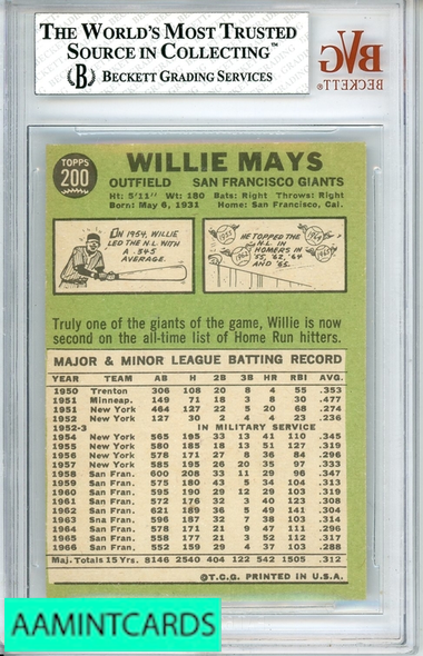 1967 TOPPS #200 WILLIE MAYS BGS 5.5 EX+ 0011278866