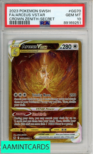 2023 POKEMON SWSH CROWN ZENITH FA ARCEUS VSTAR #GG70 SECRET PSA 10 89169251