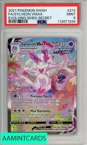 2021 POKEMON SWSH EVOLVING SKIES FA SYLVEON VMAX #212 SECRET PSA 9 112671934