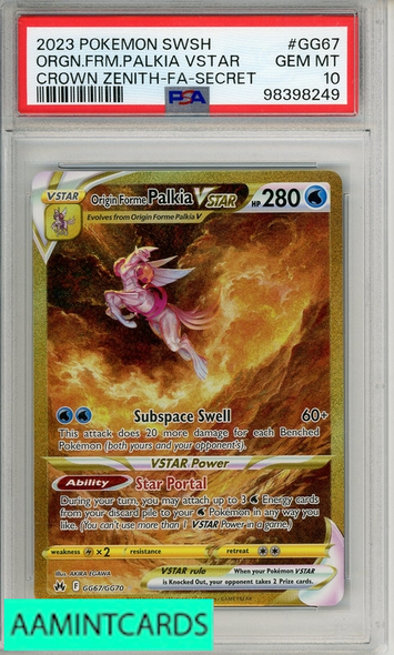 2023 PKMN SWSH CRWN ZN ORGN FRM PALKIA VSTAR #GG67 FA-SECRET PSA 10 98398249