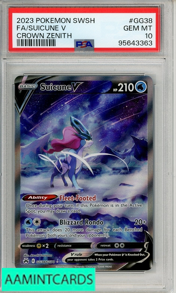 2023 POKEMON SWSH CROWN ZENITH FA SUICUNE V #GG38 PSA 10 GEM MT 95643363