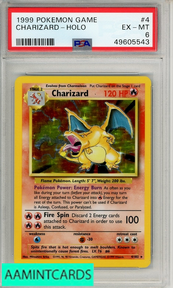 1999 POKEMON GAME CHARIZARD-HOLO #4 PSA 6 EX-MT 49605543