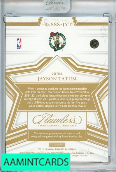 2021 22 PANINI FLAWLESS STAR SWATCH JAYSON TATUM AUTO #SSS-JYT 10 OF 15 999959494877