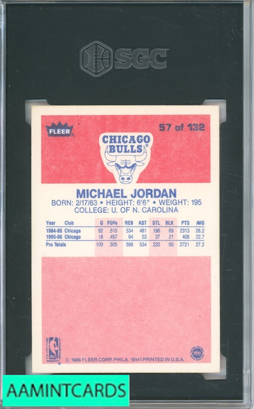 1986-87 FLEER MICHAEL JORDAN #57 SGC 5.5 RC ROOKIE 0099605