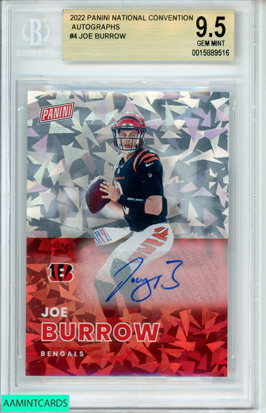 2024 PANINI NATIONAL CONVENTION AUTO JOE BURROW #4 5 OF 10 BGS 9.5 0015889516