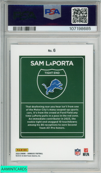 2024 PANINI DONRUSS DOWNTOWN! SAM LAPORTA #6 LIONS PSA 10 GEM MT 107198685 2024 PANINI DONRUSS DOWNTOWN! SAM LAPORTA #6 LIONS PSA 10 GEM MT 107198685