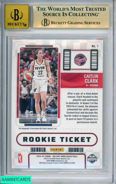 2024 CONTENDERS ROOKIE TICKET AUTO CAITLIN CLARK #1 GOLD 3 OF 10 BGS 9.5 AUTO 10 0018371989