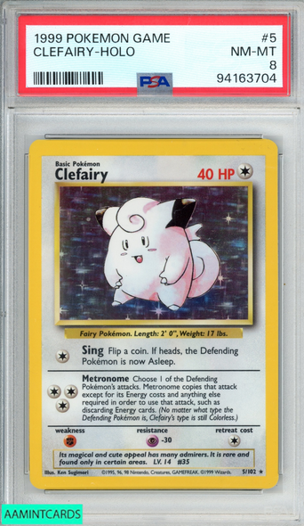 1999 POKEMON GAME CLEFAIRY HOLO #5 PSA 8 NM-MT 94163704