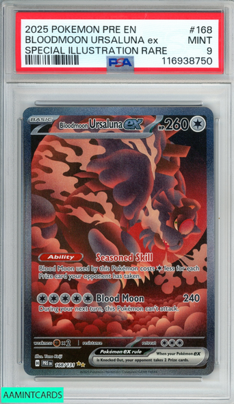 2025 POKEMON PRISMATIC EVOLUTIONS BLOODMOON URSALUNA EX #168 SIR PSA 9 MINT 116938750