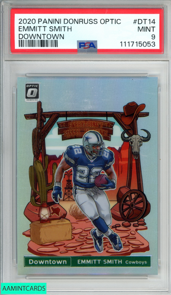 2020 PANINI DONRUSS OPTIC DOWNTOWN EMMITT SMITH #DT14 COWBOYS HOF PSA 9 MINT 111715053