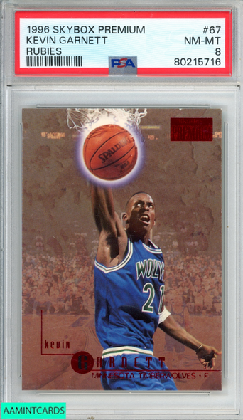 1996 SKYBOX PREMIUM KEVIN GARNETT #67 RUBIES TIMBERWOLVES HOF PSA 8 NM-MT 80215716