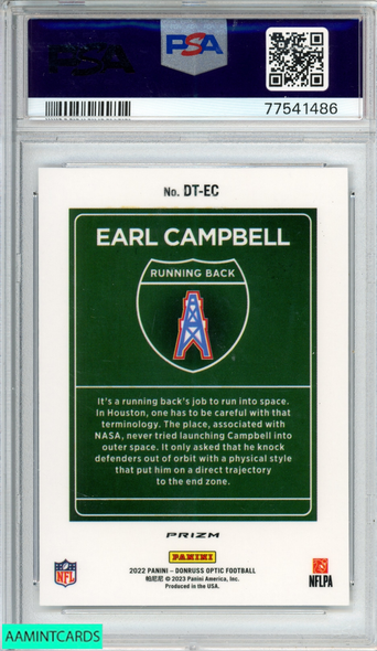 2022 PANINI DONRUSS OPTIC DOWNTOWN EARL CAMPBELL #DTEC OILERS HOF PSA 9 MINT 77541486 2022 PANINI DONRUSS OPTIC DOWNTOWN EARL CAMPBELL #DTEC OILERS HOF PSA 9 MINT 77541486