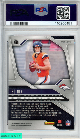2024 PANINI PRIZM BO NIX #309 PINK WAVE ROOKIE RC BRONCOS PSA 10 GEM MT 110260151