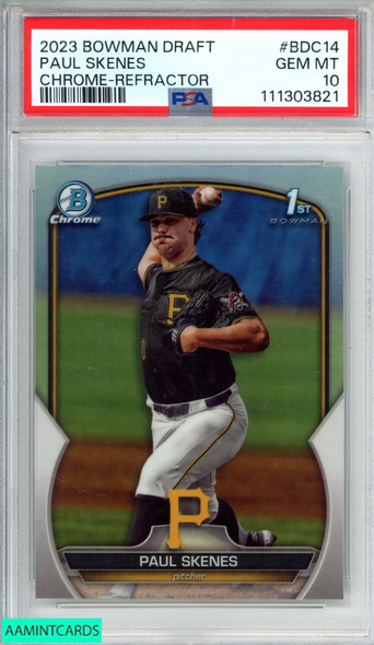 2023 BOWMAN DRAFT PAUL SKENES #BDC14 CHROME REFRACTOR 1ST RC PSA 10 GEM MT 111303821