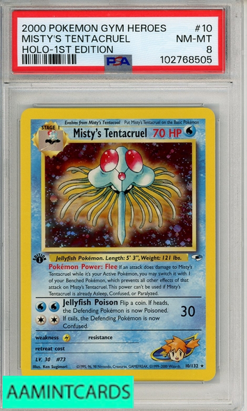 2000 POKEMON GYM HEROES MISTYS TENTACRUEL #10 HOLO-1ST ED PSA 8 102768505